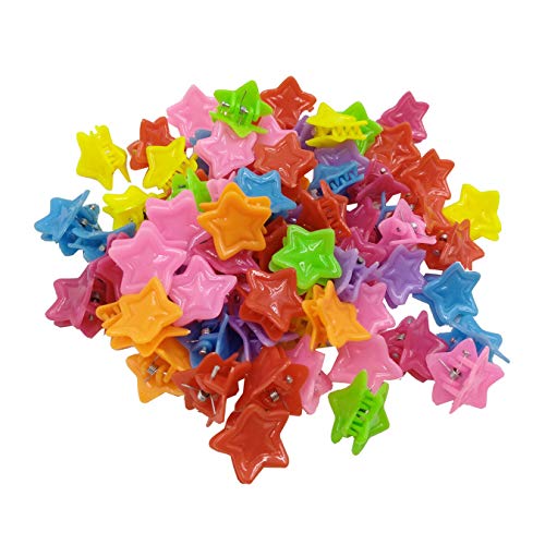 ADIASEN Lot de 100 mini pinces à cheveux en forme de fleur pour petites filles, mélange de couleurs, pinces à cheveux en plastique pour femme (10) Cover