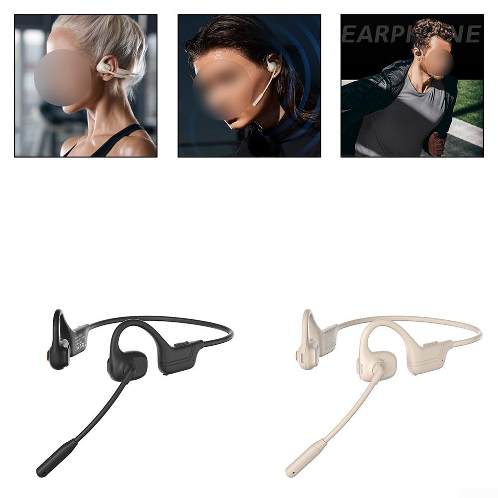 Casque à oreilles ouvertes avec micro pour course à pied, cyclisme en toute sécurité (noir)