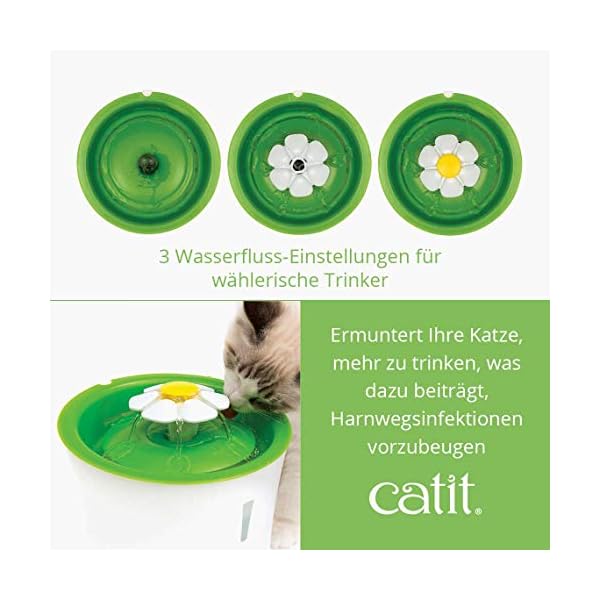 Catit Flower Fountain, Blumentrinkbrunnen für Katzen, 3L, weiß/grün, 1 Stück (1er Pack) – Bild 4