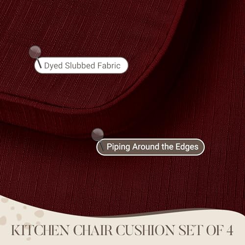 Basic Beyond Chair Cushions for Dining Chairs 4 Pack, D-Shaped Kitchen Chair Cushions with Ties Set of 4, 2.5" Thick Seat Cushions for Dining Room/Kitchen Chairs, 17" x 16", Burgundy by Basic Beyond - Image 6