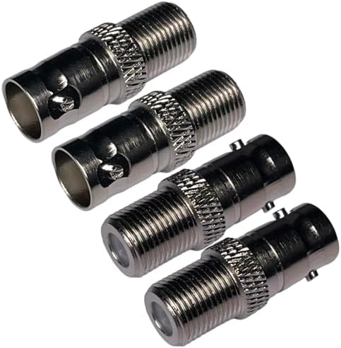 CESS BNC Female to F typeFemale CCTV Security Camera RF/Coaxial Adapter Connector (jcx) (4 Pack)