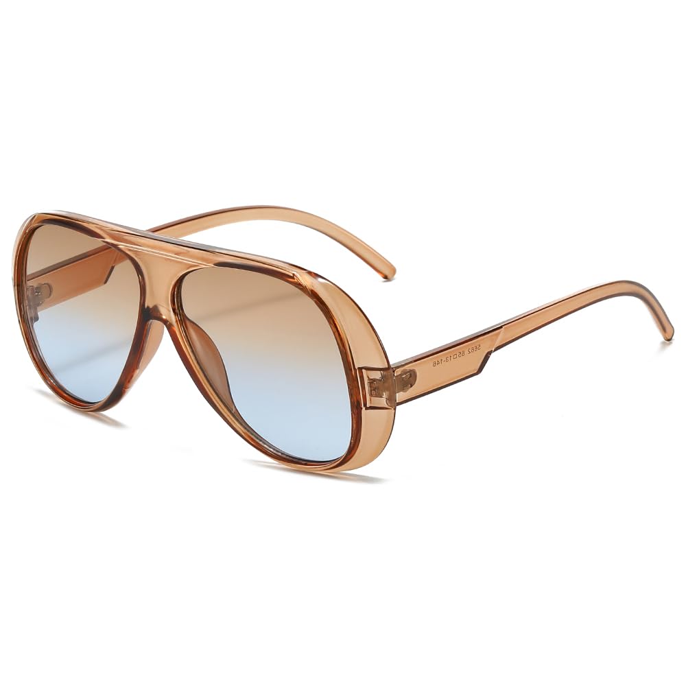 Long Keeper Gafas De Sol Hombre Mujer Retro Gafas De Sol Piloto Moda AnnéEs 90 Gafas Oval Grande ProteccióN UV400