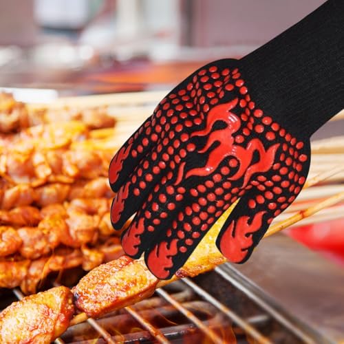 FAMILY'S BACKYARD Oven Mitts，Oven BBQ Gloves 1300° Degree F Heat Resistant Grilling,Suitable for Barbecue, Oven, Baking, Cooking, Camping, Fireplace and Other Scenarios — view 4