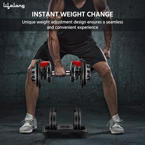 Image of Lifelong Adjustable Dumbbell for Home Gym - 1.5kg to 16kg Easy Dumbbell Weight Adjustment - Iron Weights - Gym Equipment suitable for fitness workout at Home for Men & Women, Black (LLAD03)