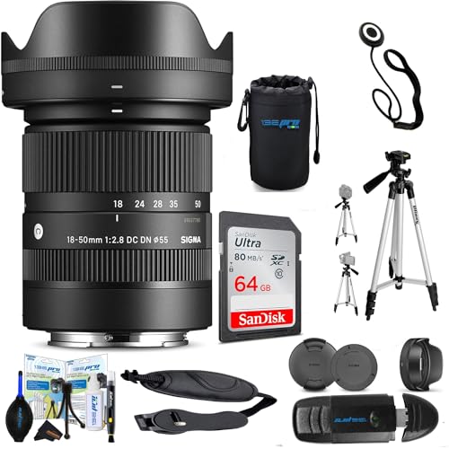 Sigma 18-50mm f2.8 DC DN Contemporary Lens for Sony E with Sunshine Photo Basic Bundle - 4 Years USA Manufacturer Warranty