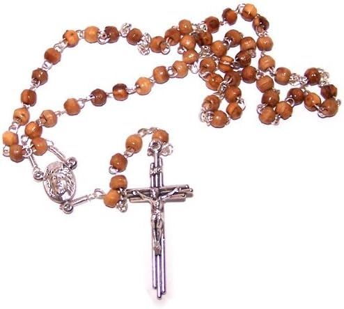 Mini-beads olive wood Rosary (4mm beads - 13 inches) with certificate of authenticity