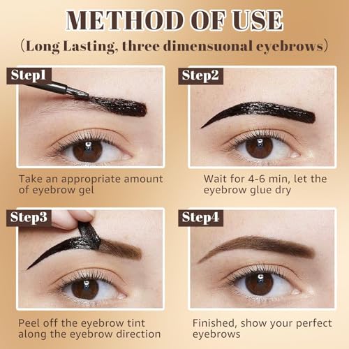 Ursoulney Eyebrow Gel - Easy Peel-Off for Fuller& Defined Brows, Waterproof Transfer-Proof Temporary Brow Gel, Last Up to 3 Days Makeup for Natural Looking Brows (Dark Brown) — view 3