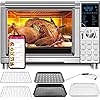 Nuwave Bravo Air Fryer Toaster Smart Oven, 12-in-1 Countertop Convection, 30-QT XL Capacity, 50°-500°F Temperature Controls, Top and Bottom Heater Adjustments 0%-100%, Brushed Stainless Steel Look
