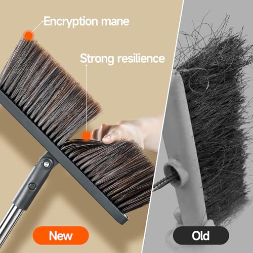 Image of Broom and Dustpan Set for Home, Extra Brush Head & 51.6 inch Adjustable Long Handle, with Comb Teeth for Pet Hair, Lightweight Indoor Sweeping Kit for Hardwood Floor