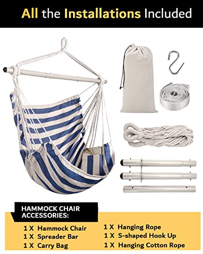Lulladle Hammock Chair Hanging Rope Swing - Hammock Chair Bedrooms - Swing Chair Indoor - Hanging Chair Outdoor - Max Weight 500 Lbs #TOP5