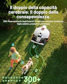 MAMMOTION LUBA 3 AWD 3000 Robot Tagliaerba Senza Filo Perimetrale, Posizionamento LiDAR+NetRTK+AI Vision Tri-Fusion 360°, Trazione Integrale Pendenze all'80%, fino a 30 Zone, Altezza di Taglio 25-70mm