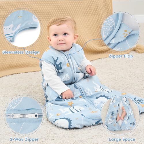 Image of Yoofoss Baby Sleep Sack 0-6 Months, TOG 2.5 Baby Wearable Blanket with 2-Way Zipper, 100% Organic Cotton Fabric Winter Newborn Sleeping Sack, Warm Soft Comfy