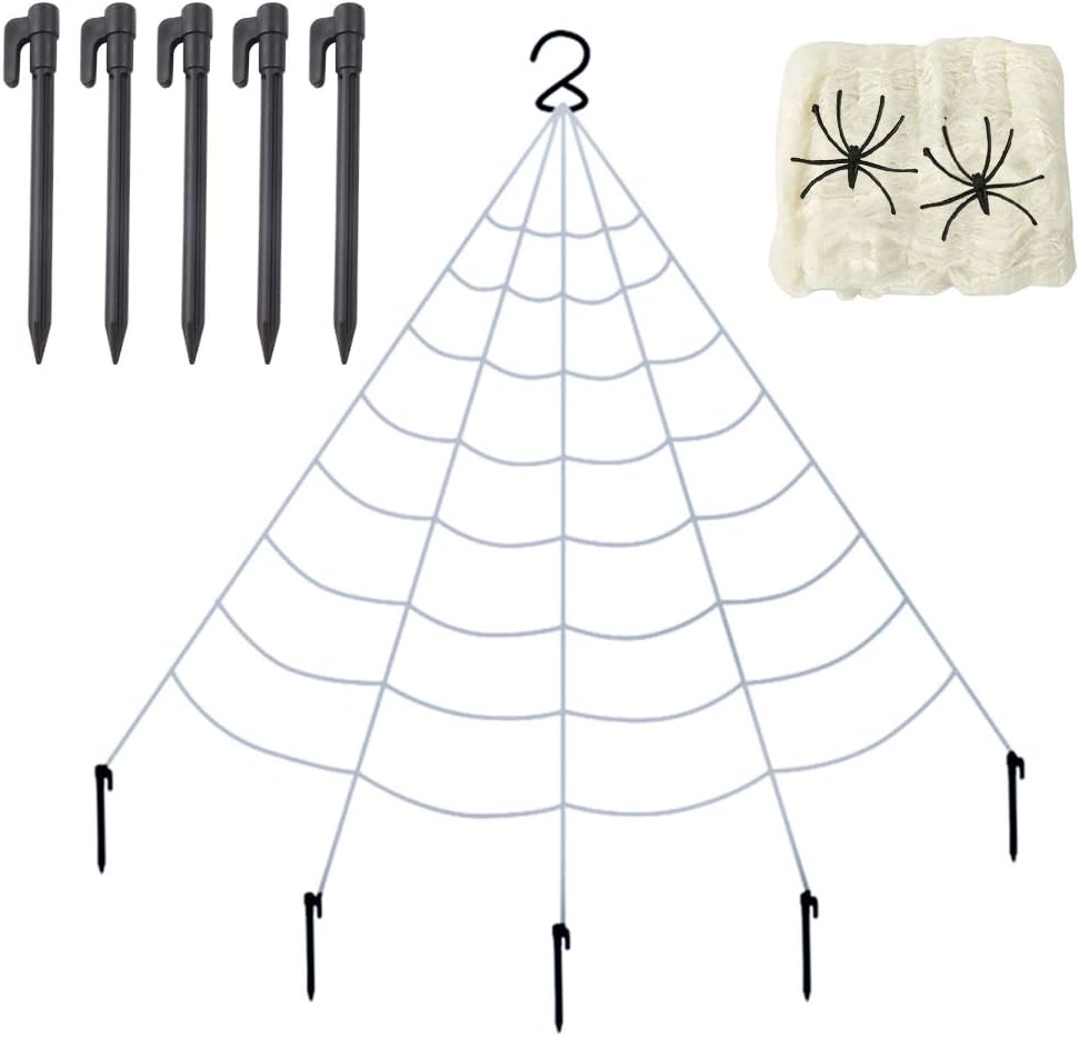 Feelava Giant Spider Web Halloween Spider Decorations,Halloween Decor Haunted House Spooky Toys Spider Webbing Giant Hairy Spider Scary Spooky Halloween Props for Outdoor Yard Halloween Decor,White