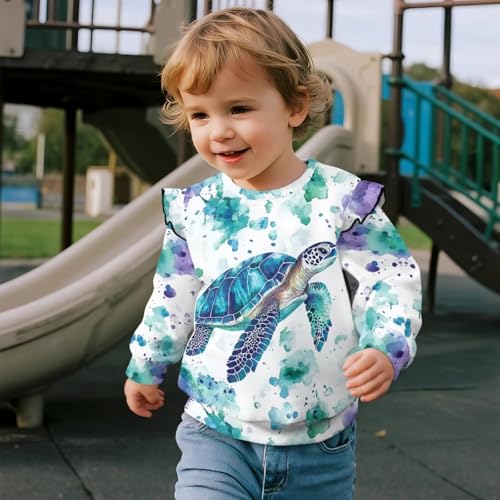 Xpyiqun Ruffle Sweatshirt for Girls Crew Neck Pullover T-Shirts Size 1-8 Kids School Long Sleeve Top4