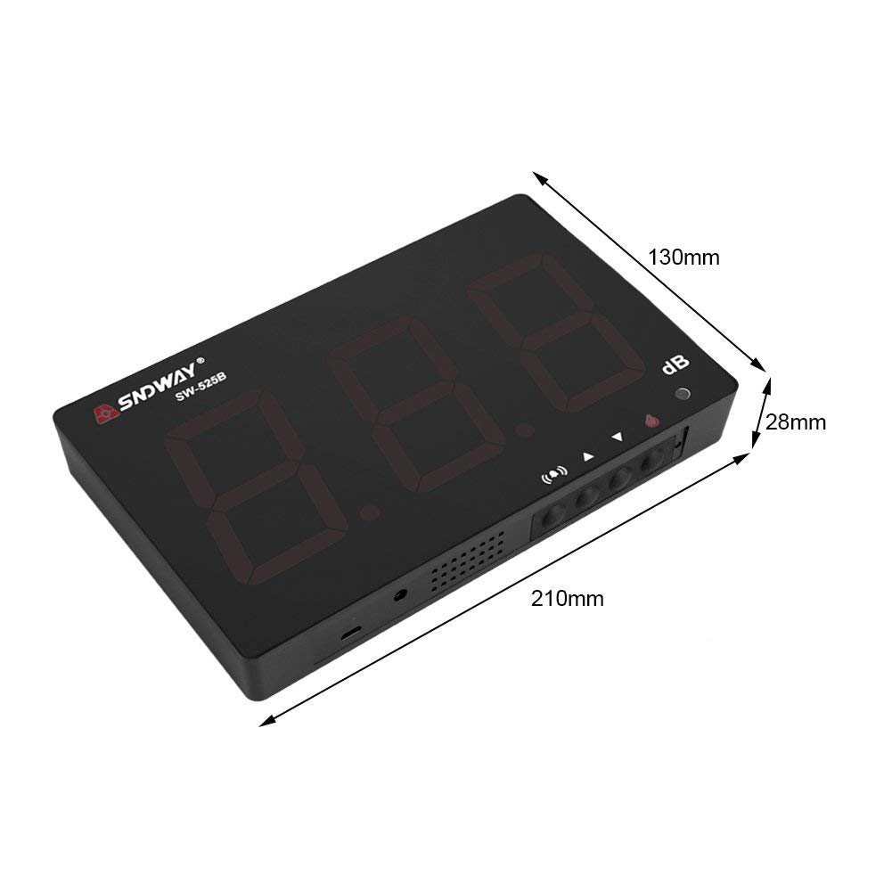 Medidor de Sonido Medidor de Ruido Decibelímetros Portátil Conservar Datos Automáticamente y Alarma, Digital Sound Level Meter con Pantalla LCD Rango de Medición 30db-130db