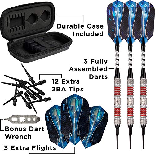 Viper Astro 80% Tungsten Soft Tip Darts with Storage/Travel Case, Red Rings, 18 Grams