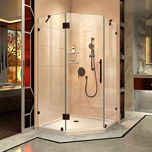 DreamLine Prism Lux 38 in. x 74 3/4 in. Fully Frameless Neo-Angle Shower Enclosure in Oil Rubbed Bronze with Biscuit Base, DL-6051-22-06