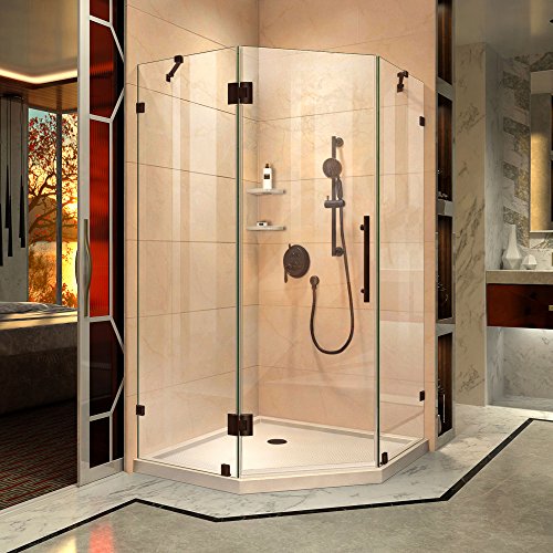 Dreamline Prism Lux 38 In. X 74 3/4 In. Fully Frameless Neo-Angle Shower Enclosure In Oil Rubbed Bronze With Biscuit Base, Dl-6051-22-06 #TOP3
