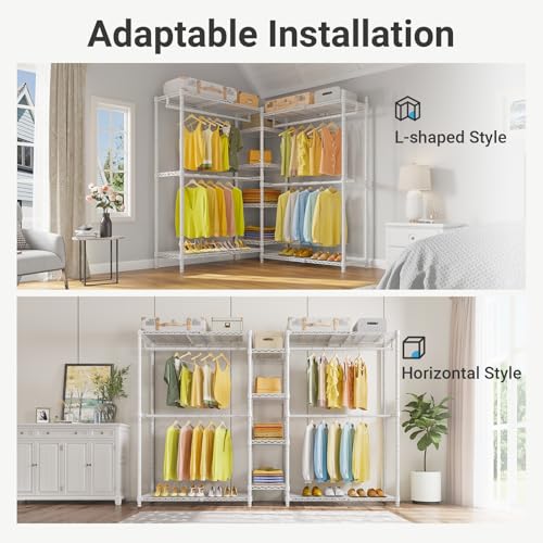 Image of VIPEK X3 Expandable Heavy Duty Clothes Rack Closet Organizer System White