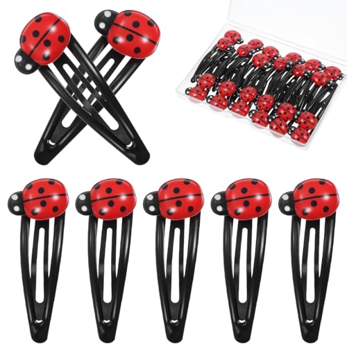 Pinces à cheveux coccinelle en résine de 5 cm pour coiffure fille et femme (Lot de 24)