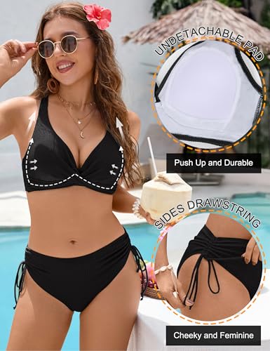 Blooming Jelly Womens Bikinis Sets Push Up Two Piece Bathing Suit Criss Cross Fixed Cup Swim Suit Cheeky Bikini Swimsuit3