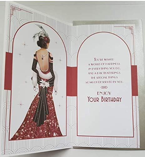Art Deco Geburtstagskarte Für Schwägerin – Mit Flapper Lady Design | 23 X 15 Cm, Elegante Grußkarte