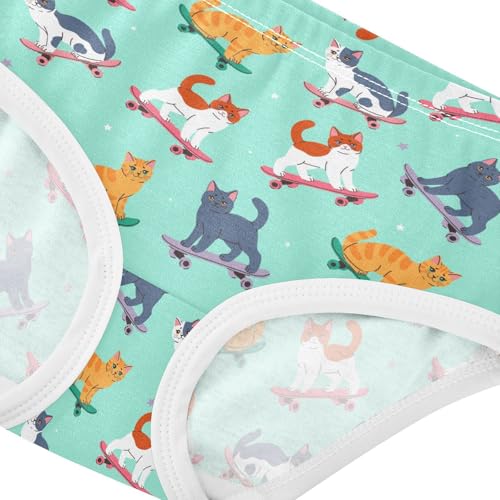Girls' Underwear Skateboard Cat Cotton Stretch Comfort Toddler Panties4