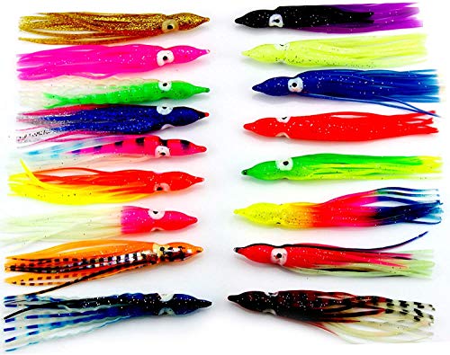 Ancllo 30 Esche Morbide Multicolore Per Polipo, Con Gonna A Forma Di Calamari, Esche Per Pesca A Traina In Acqua Salata - 2