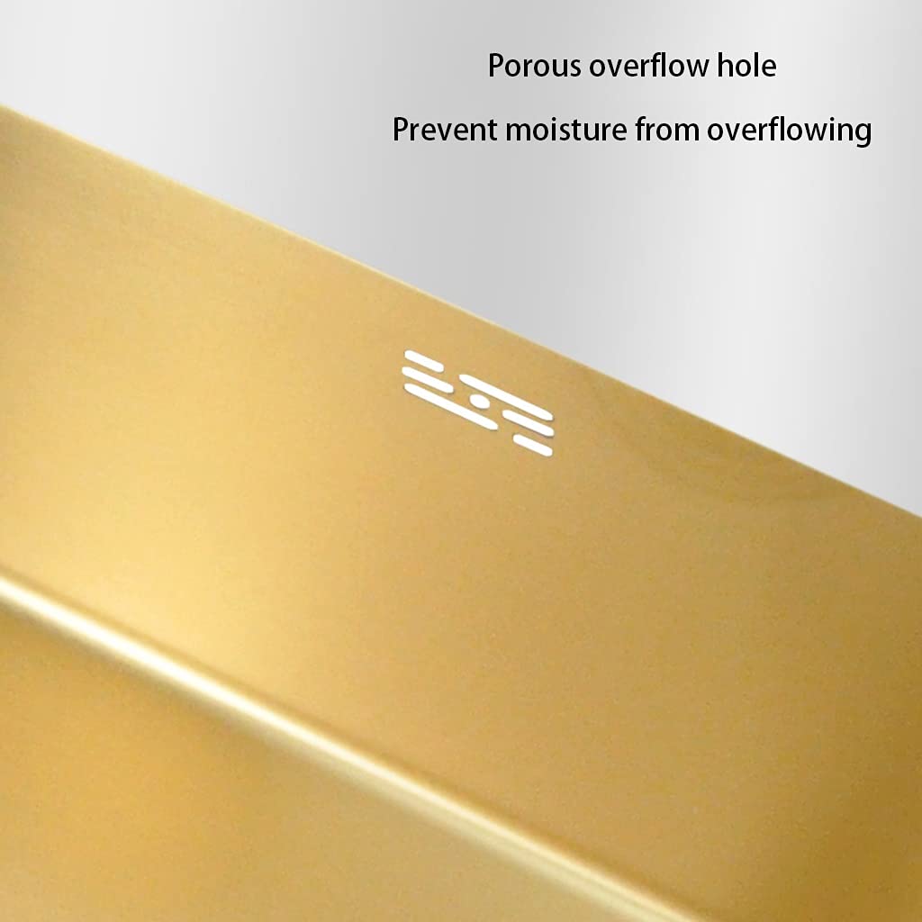 Lavello da Cucina in Acciaio Inox a Una Vasca con Scarico sottotop o da Incasso, Finitura Oro 60x40 cm, Design Resistente ed Elegante per cucine Moderne.