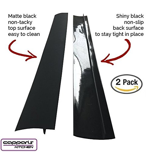 Capparis Kitchen Silicone Stove Counter Gap Cover, Easy Clean Heat Resistant Wide & Long Gap Filler, Seals Spills Between Counter, Stovetop, Oven, Washer & Dryer, Set Of 2 (21 Inches, Black) #TOP4