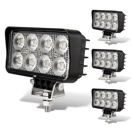 4PCS LED Tractor Work Lights 12v led Flood Light pods for Truck, Waterproof 4 inch 24W 24V Equipment Lights Offroad UTV ATV Lighting