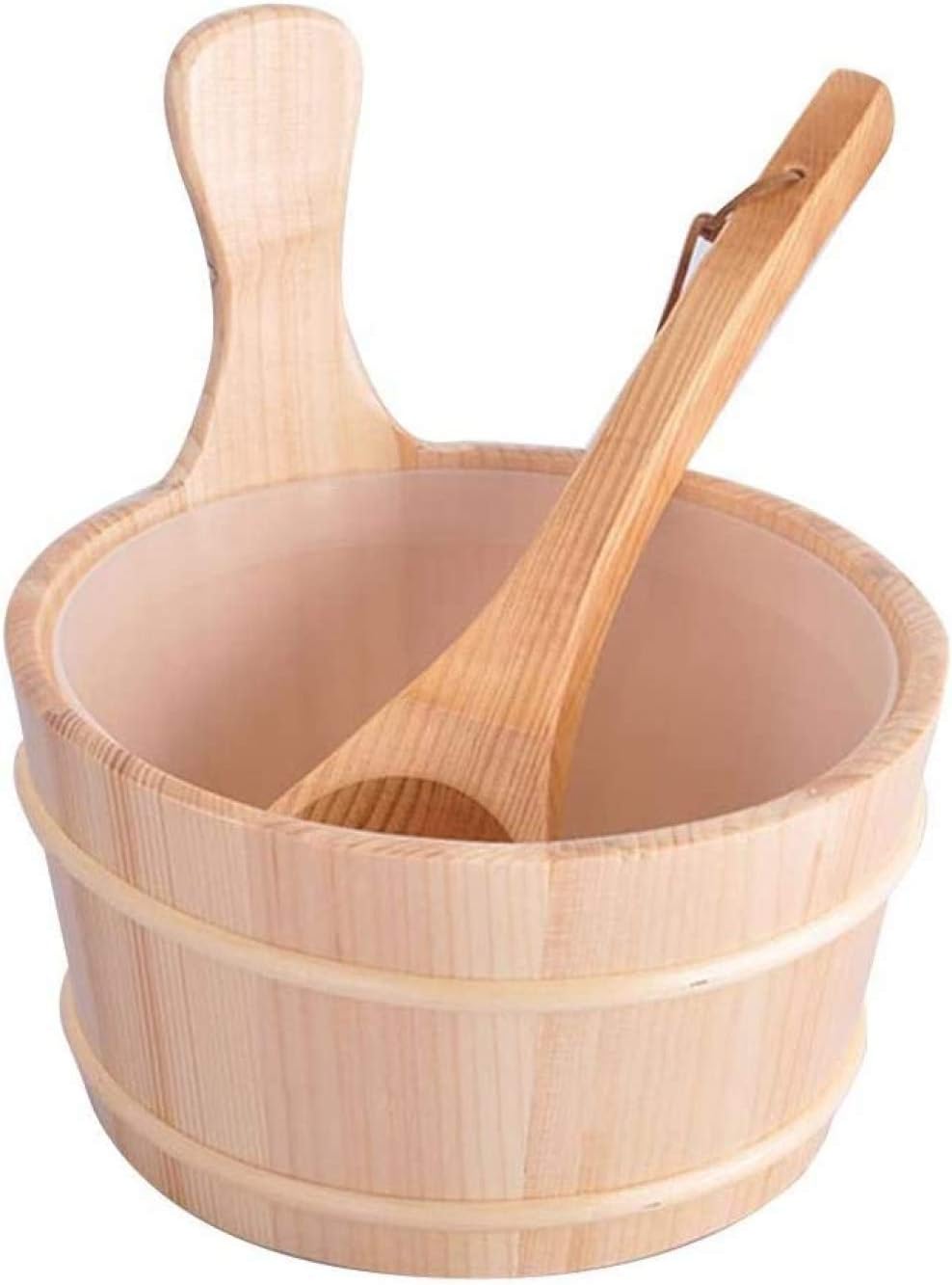 gongxi Wooden Sauna Bucket, Steaming Accessories 4L Bathroom Equipment, Sauna Accessories Set for Steaming Spa/Turkish Bath/Sauna