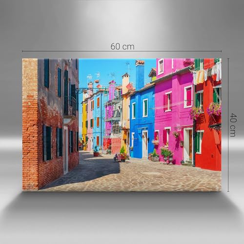 Tableaux 60x40cm Burano - Peinture murale quartier coloré Wallfluent