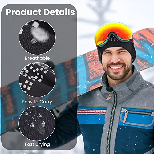 Ear Warmers for Women and Men-Fleece Winter Ear Warmer Headband Ear Muffs for Jogging Running Hiking Cycling Skiing (Black+Red)