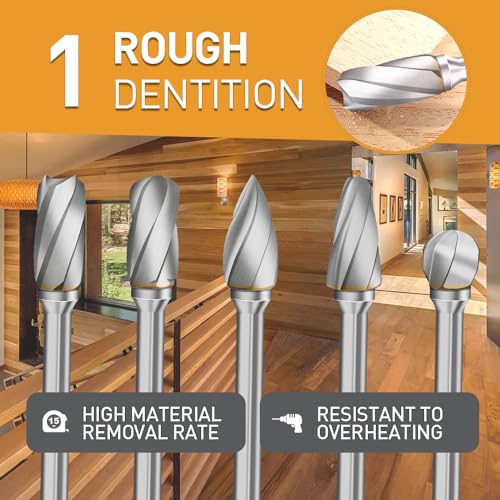 Hartmetall Frässtifte für Dremel Zubehoer, 10 Stück Metallfräser Set, Hartmetall Rotationsfräser mit 1/8 Schaft für Bohrmaschine, Holz Schnitzen, Metallpolieren, Gravieren, Bohren