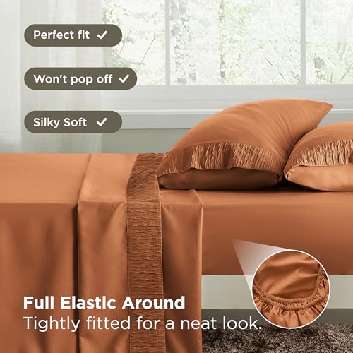Image of Bedsure Twin Sheets Set - 3 Pieces Soft Twin Bed Sheets - Breathable & Cooling - Hotel Luxury - Easy Care Polyester Microfiber Bedding for Women, Men, Terracotta