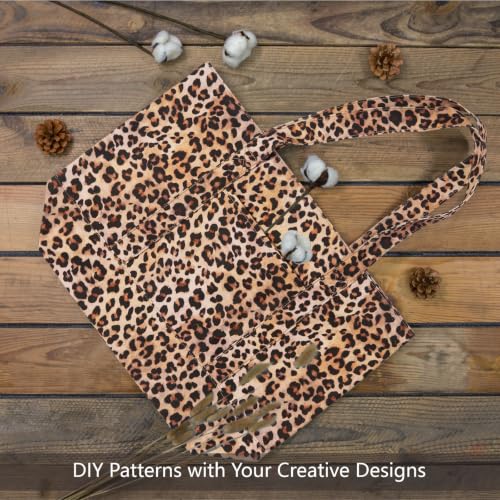 Image of TOPDesign 1-Pack Canvas Tote Bag with an External Pocket, Reusable Grocery Shopping Bag, Top Zipper Closure, Daily Essentials (Leopard)