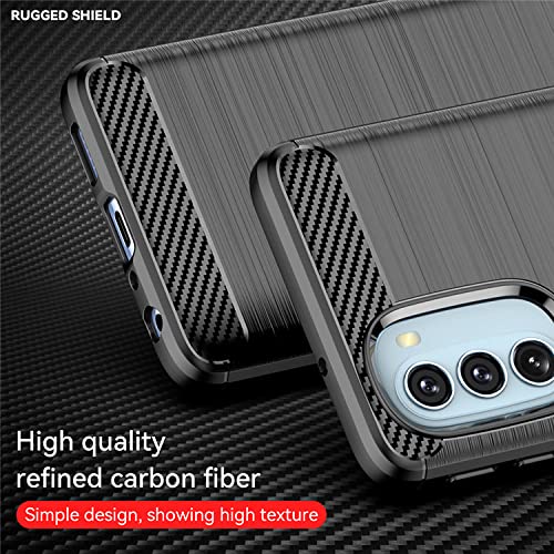 Image of NPRC Hybrid Ultra Slim Protective Case TPU Non-Slip Carbon Fiber Texture Shockproof Case Cover for Moto G51 - Black