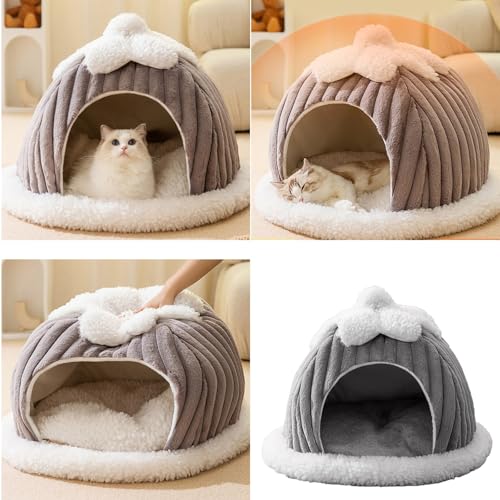 Lit pour chat en forme de citrouille lavable en peluche douce et chaude