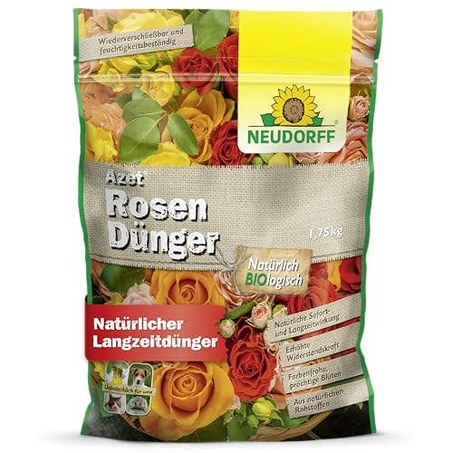 Neudorff Azet RosenDünger – Bio Rosendünger mit 100 Tagen Langzeitwirkung sorgt für langanhaltend farbenfrohe Rosen, Stauden und Blütenpflanzen, 1,75 kg
