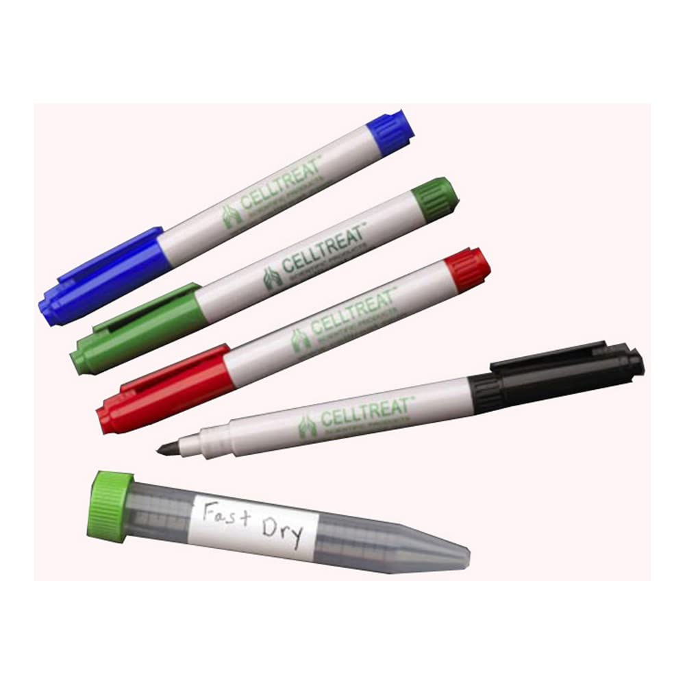 Celltreat 229407 Tube Marker, schnell trocknend, schwarze Tinte (5 Stück)