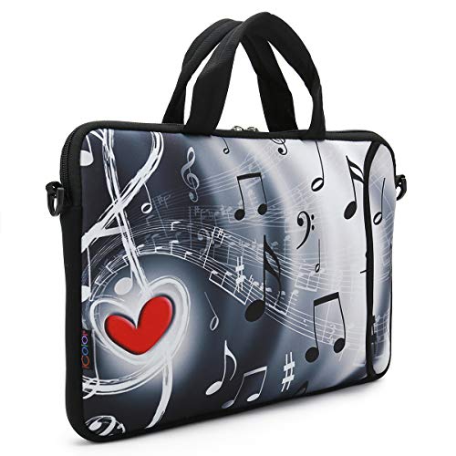 Icolor 15 Inch Laptop Bag Case Sleeve 14.1 Inch 14.2 Inch 15.6 Inch Inch Neoprene Laptop Shoulder Messenger Bag 15.4 Inch Notebook Computer Dual Zipper Case Cover Pouch Holder Pocket-Music&Red Heart-Music & Red Heart thumb #2