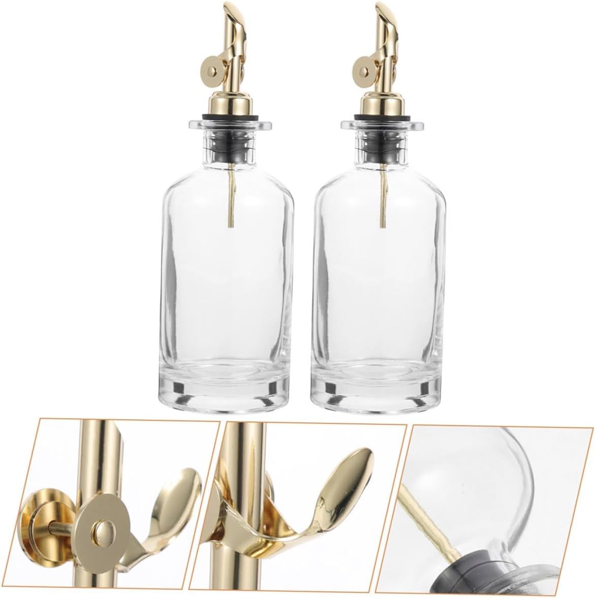 Glass Oil Dispenser Bottle Set 2pcs 500ml with Automatic Flip Spout Soy Sauce Container Vinegar Holder Kitchen Cooking Oil Dispenser for Home Use
