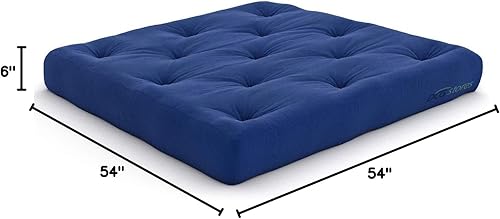 Miniatura 69 de Nirvana Futons Colchón de futón completo de 6 pulgadas, sarga azul marino, fabricado en Estados Unidos Azul marino (Navy Twill),Negro (Black