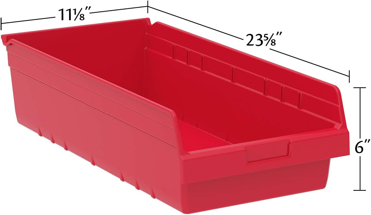 Akro-Mils 30014 Plastic Nesting ShelfMax Storage Bin Box, (24-Inch x 11-Inch x 6-Inch), Clear, (6-Pack) (30014SCLAR)