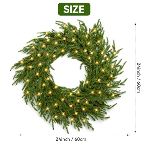 Enven WH002 24 Inch Christmas Wreath Real Touch Norfolk Pine Wreath thumb #6