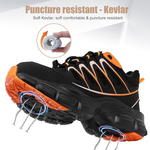 Image of Hogent Steel Toe Shoes for Women Men Wide Non Slip Work Sneakers Indestructible Shoes Lightweight Breathable Construction Sneakers Puncture Proof Ergonomic Design