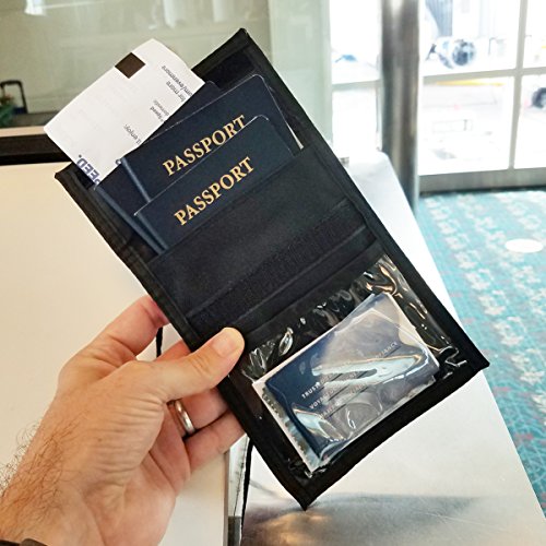 Specialist ID 2 Pack - Travel Passport Wallet - 4 x 3 Display Window - Adjustable Lanyard w/Pen Slots and 3 Pockets for Money, Ticket, Document (Black)4