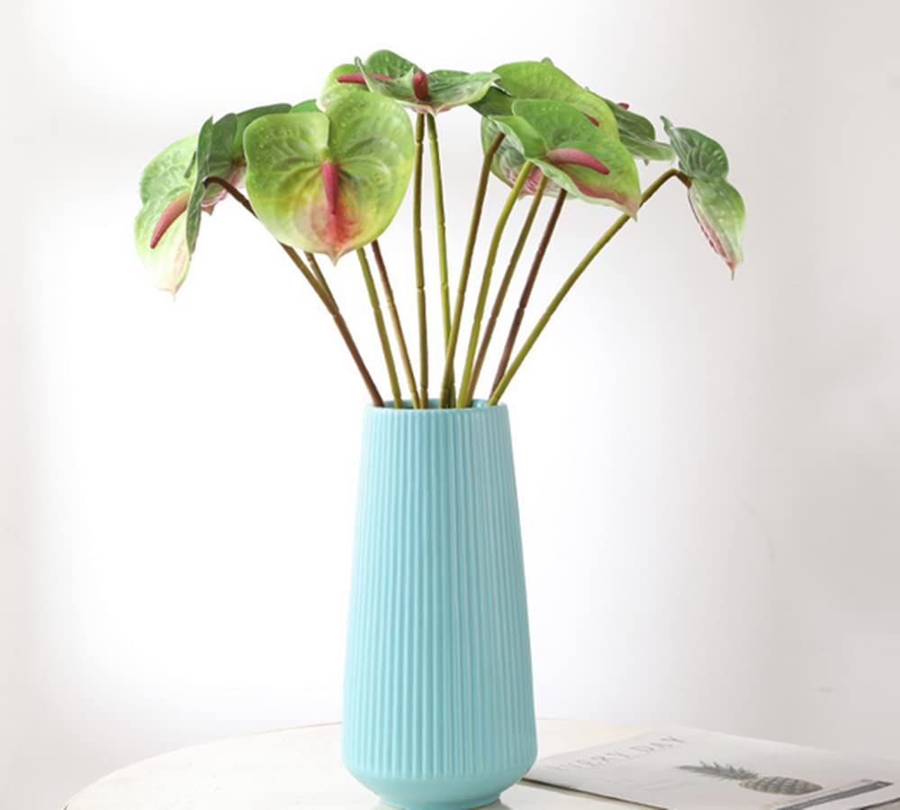 JOSON 6 PCS 27" Simulation Large Artificial Anthurium Lily Flowers Permanent Flower for Home Decoration Bouquet and Green Leaf， Wedding Festival Decoration Flower Arrangement (Green)