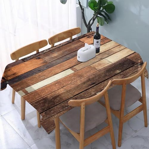 Aozhiswe Mantel Antimanchas Rectangular Piso de Madera Retro Mantel de Mesa Tema del País 140x180 cm Manteles Impermeable Poliéster Protector Comedor para Interior Exterior a/1234